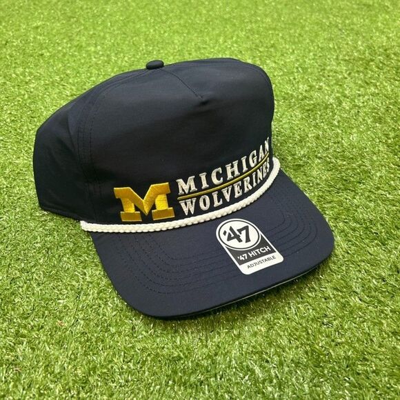 Michigan Wolverines Embroidered Old Script Hat '47 Brand Snapback Cap NWT - Picture 2 of 5
